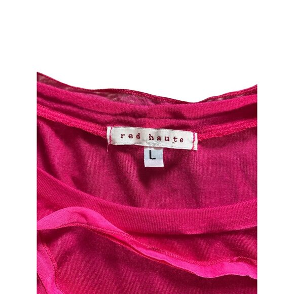 Red Haute Womens Draped Scoop Neck Top L Pink Sleeveless Spring Summer Tank USA - Picture 4 of 6